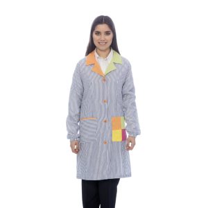 Bata de Educadora às Riscas com Cores