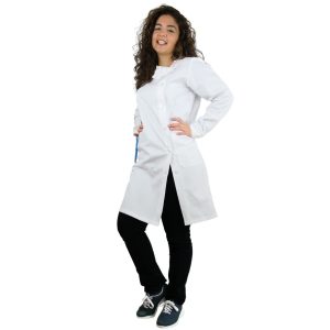 Bata de Mulher de Abotoar ao Lado de Manga Comprida